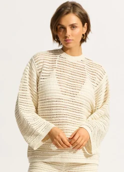 Seafolly Ahoy Open Back Knit Jumper - | Tops