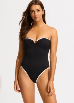 Seafolly Beach Bound Ring Front Bandeau One Piece - | Bandeau|Bandeau