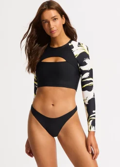 Seafolly Birds Of Paradise Cropped Long Sleeve Rashvest - | Rash Vests|Rash Vests
