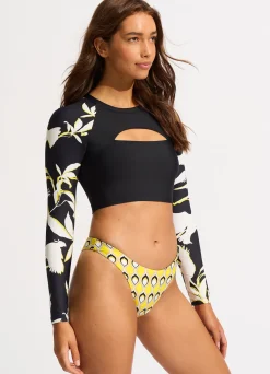 Seafolly Birds Of Paradise Cropped Long Sleeve Rashvest - | Rash Vests|Rash Vests