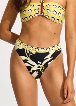 Seafolly Birds Of Paradise High Rise Bikini Bottom - | High Waisted|High Waisted