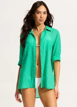 Seafolly Breeze Beach Shirt - | Tops