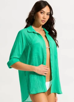 Seafolly Breeze Beach Shirt - | Tops