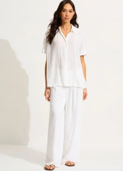 Seafolly Broderie Short Sleeve Shirt - | Tops