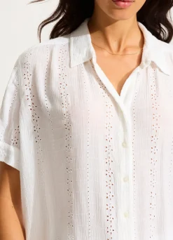 Seafolly Broderie Short Sleeve Shirt - | Tops