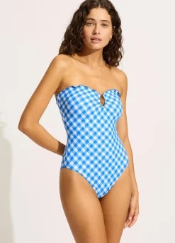 Seafolly Ciao Bella Check Bandeau One Piece - | Bandeau|Bandeau