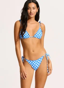 Seafolly Ciao Bella Check Brazillian Tie Side Bikini Bottom - | Bikinis|High Cut