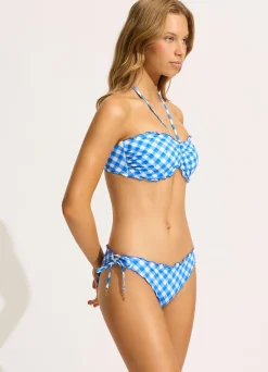 Seafolly Ciao Bella Check DD "U" Tube Bikini Top - Azure| Bikinis|Fuller Cup Swim