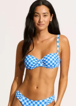Seafolly Ciao Bella Check Ruched Underwire Bikini Top - | Bikinis|Underwire