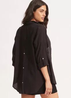Seafolly Classic Beach Shirt - | Tops