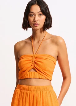 Seafolly Crinkle Crop Top - | Tops