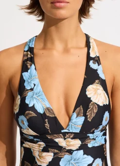 Seafolly Garden Party Cross Back One Piece - | Black One Pieces|Black One Pieces