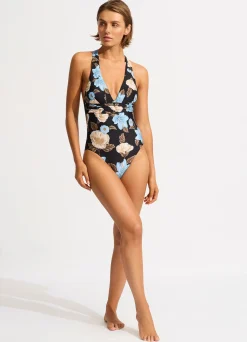 Seafolly Garden Party Cross Back One Piece - | Black One Pieces|Black One Pieces