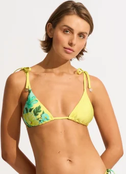 Seafolly Garden Party Reversible Slide Triangle Bikini Top - Lime Light| Triangle|Triangle
