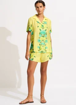 Seafolly Garden Party Short Sleeve Shirt - Lime Light| Tops