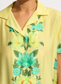 Seafolly Garden Party Short Sleeve Shirt - Lime Light| Tops