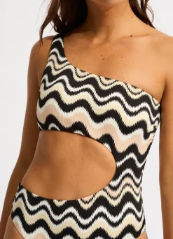 Seafolly Neue Wave One Shoulder Cut Out One Piece - | Black One Pieces|Black One Pieces