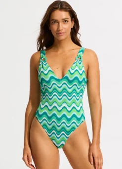 Seafolly Neue Wave V Neck One Piece - | V Neck|V Neck