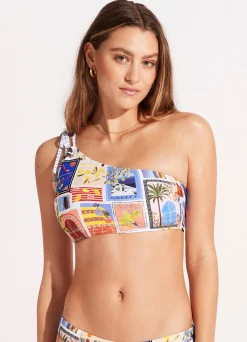 Seafolly On Vacation One Shoulder Top With Tie - | One Shoulder|One Shoulder