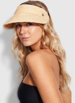 Seafolly Raffia Visor - | Beach Hats