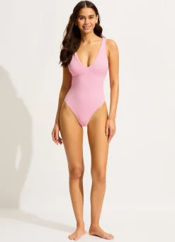 Seafolly Sea Dive Deep V Neck One Piece - | V Neck|V Neck