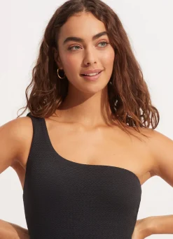 Seafolly Sea Dive One Shoulder One Piece - | Black One Pieces|Black One Pieces