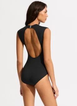 Seafolly Collective Cap Sleeve One Piece - | Black One Pieces|Black One Pieces