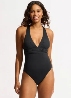Seafolly Collective Cross Back One Piece - | V Neck|V Neck