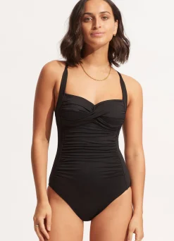 Seafolly Collective Twist Halter One Piece - | Square Neck|Square Neck