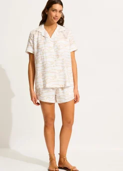 Seafolly Set Sail Short Sleeve Shirt - | Tops
