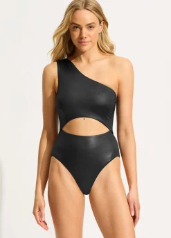 Seafolly Soleil One Shoulder One Piece - | Black One Pieces|Black One Pieces