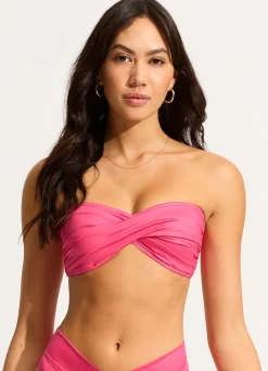Seafolly Soleil Twist Bandeau Bikini Top - | Bikinis|Bandeau
