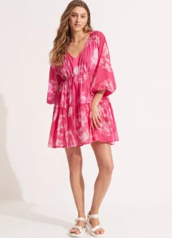 Seafolly Tie Dye Tier Mini Dress - | Beach Dresses