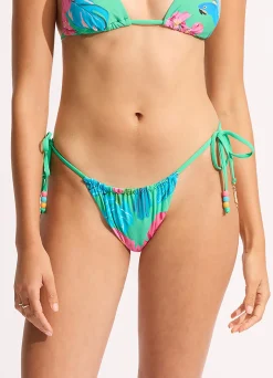 Seafolly Tropica Drawstring Tie Side Rio Bikini Bottom - | High Cut|High Cut