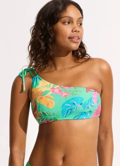 Seafolly Tropica One Shoulder Bikini Top With Tie - | One Shoulder|One Shoulder