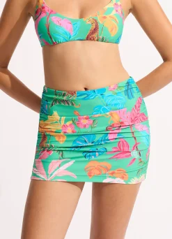 Seafolly Tropica Ruched Side Pull-on Skirt - | Skirts & Sarongs