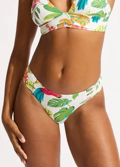 Seafolly Tropica Ruched Side Retro Bikini Bottom - | More Coverage|More Coverage