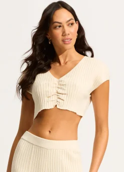 Seafolly Wavelength Knit Cap Sleeve Top - | Tops