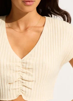 Seafolly Wavelength Knit Cap Sleeve Top - | Tops