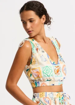 Seafolly Wish You Were Here Crop Top - | Tops