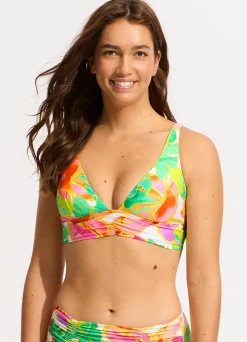 Seafolly Wonderland Longline Triangle Bikini Top - | Triangle|Triangle